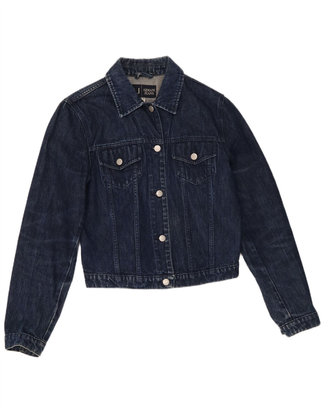 ARMANI JEANS Женская укороченная джинсовая куртка UK 14 Средний Темно-Синий Хлопок
