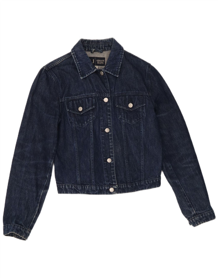 ARMANI JEANS Женская укороченная джинсовая куртка UK 14 Средний Темно-Синий Хлопок