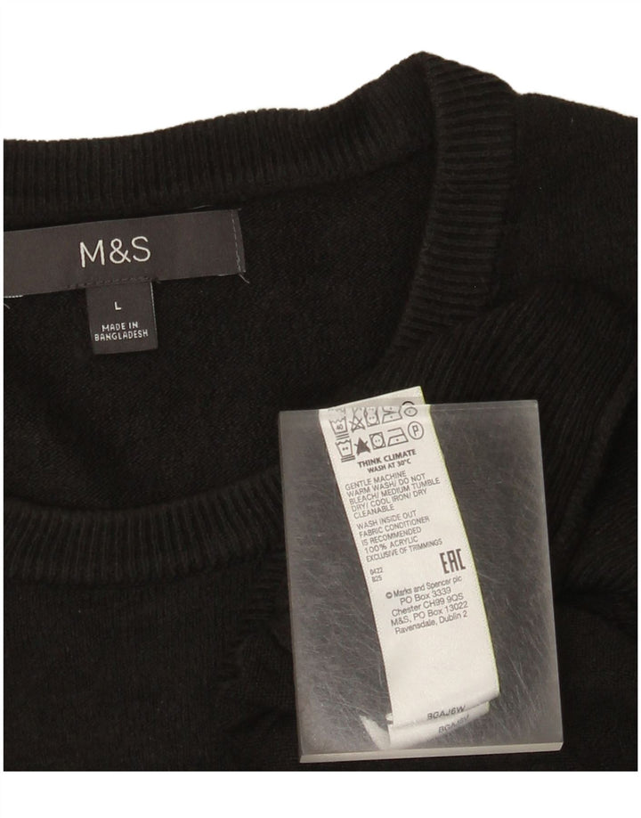 Мужской джемпер с круглым вырезом Marks & Spencer, большой черный акрил