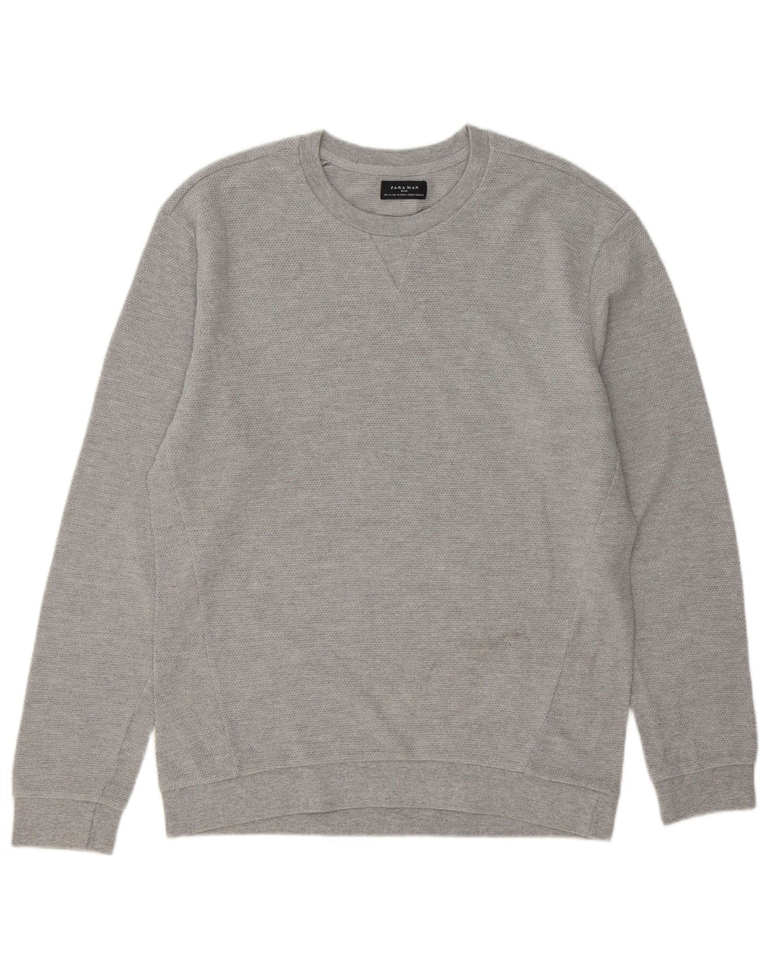 Мужской джемпер с круглым вырезом Zara XL, серый хлопок
