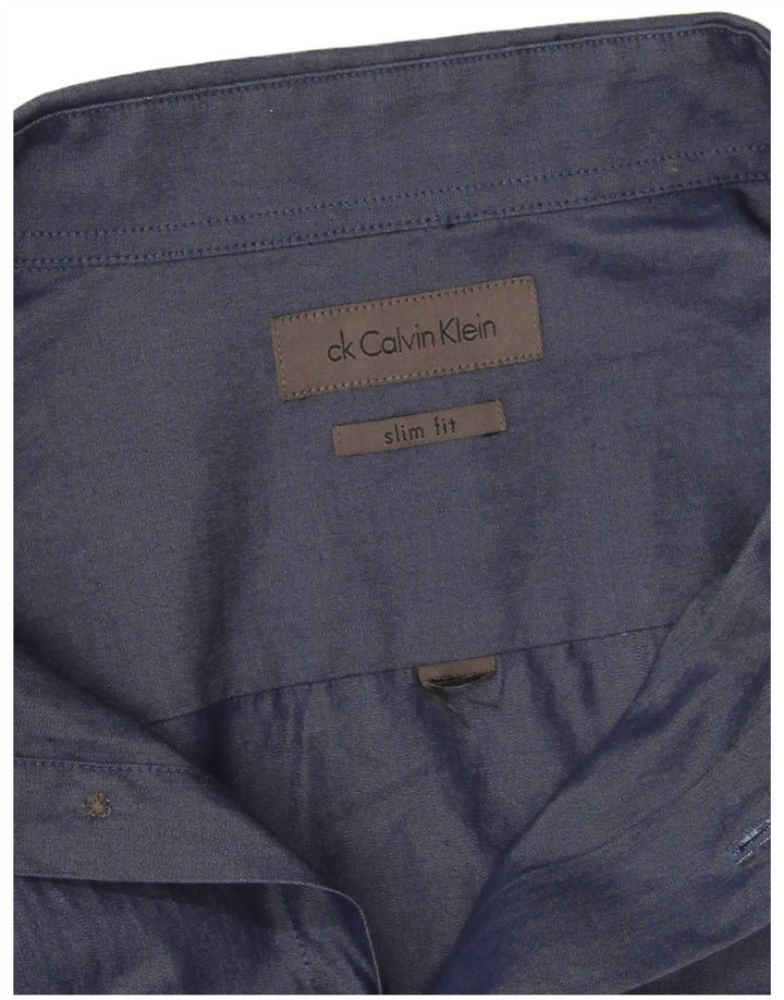 Мужская рубашка приталенного кроя Calvin Klein, темно-синяя, большая