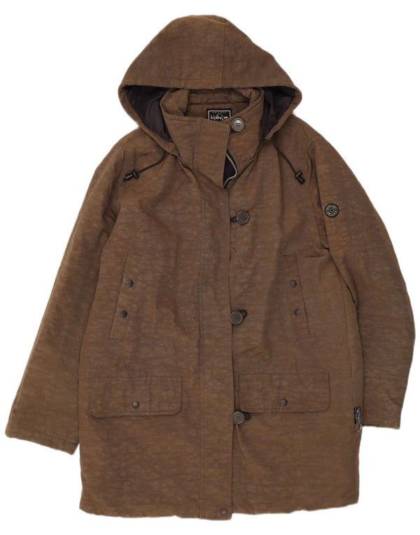 Женское пальто с капюшоном Kipling UK 16, нейлон большого размера цвета хаки с животным принтом