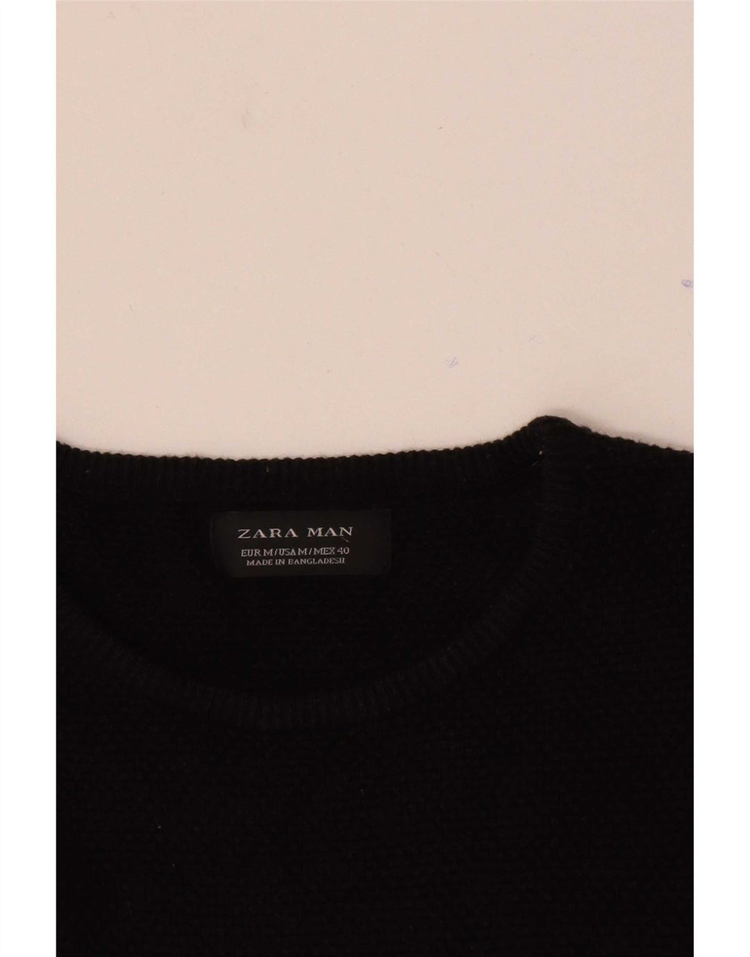 Мужской джемпер с круглым вырезом Zara, средний черный