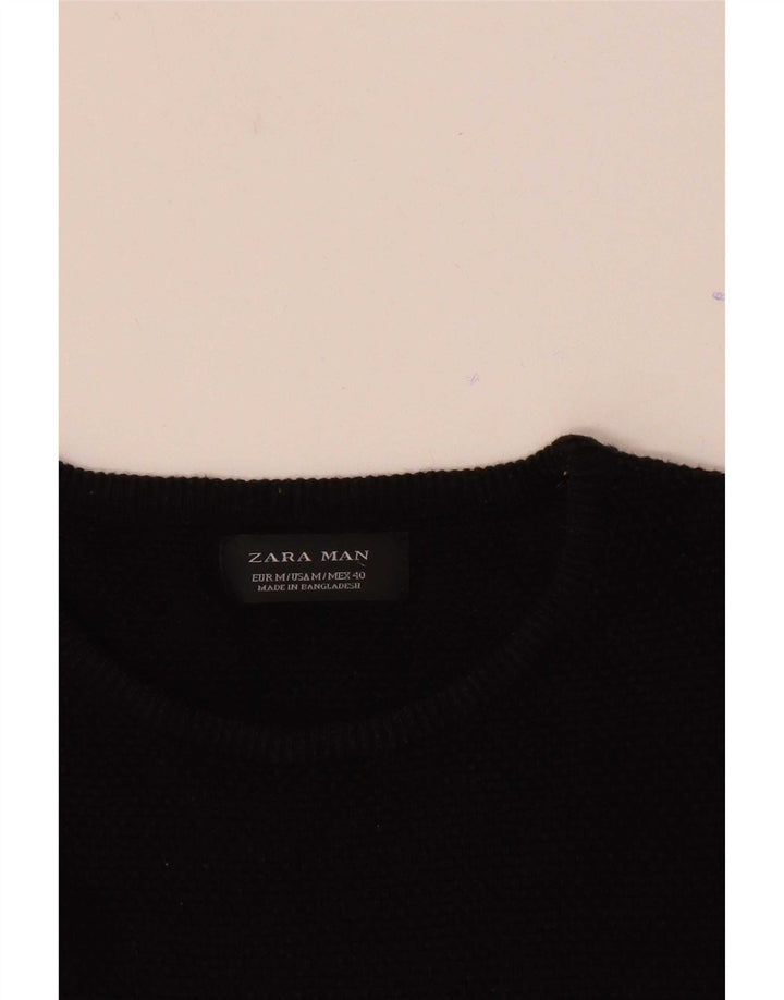 Мужской джемпер с круглым вырезом Zara, средний черный
