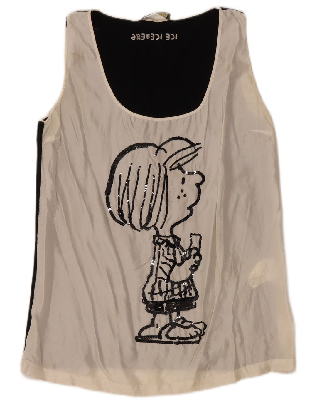 ICEBERG Женская блузка с графическим рисунком Top UK 8 Small Off White Colorblock