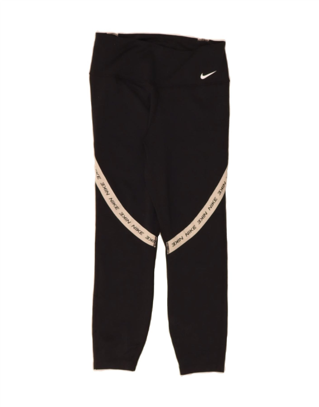 NIKE Womens Graphic Leggings UK 8 Small Black Polyester Vintage Nike and Second-Hand Nike from Messina Hembry 