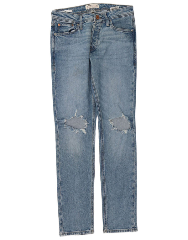 Мужские потертые узкие джинсы GLENN Jack & Jones W30 L32, синий хлопок