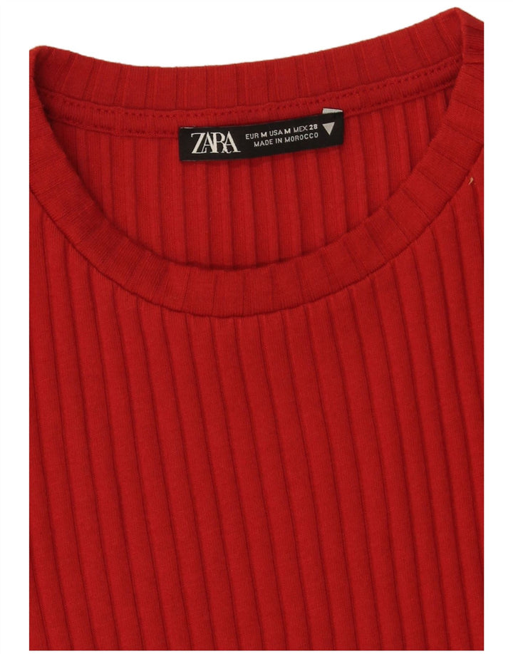 Женское трикотажное облегающее платье Zara UK 12, средний красный