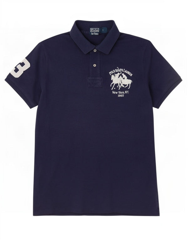 Мужская рубашка с рисунком Polo Ralph Lauren на заказ, размер XL, темно-синий, хлопок