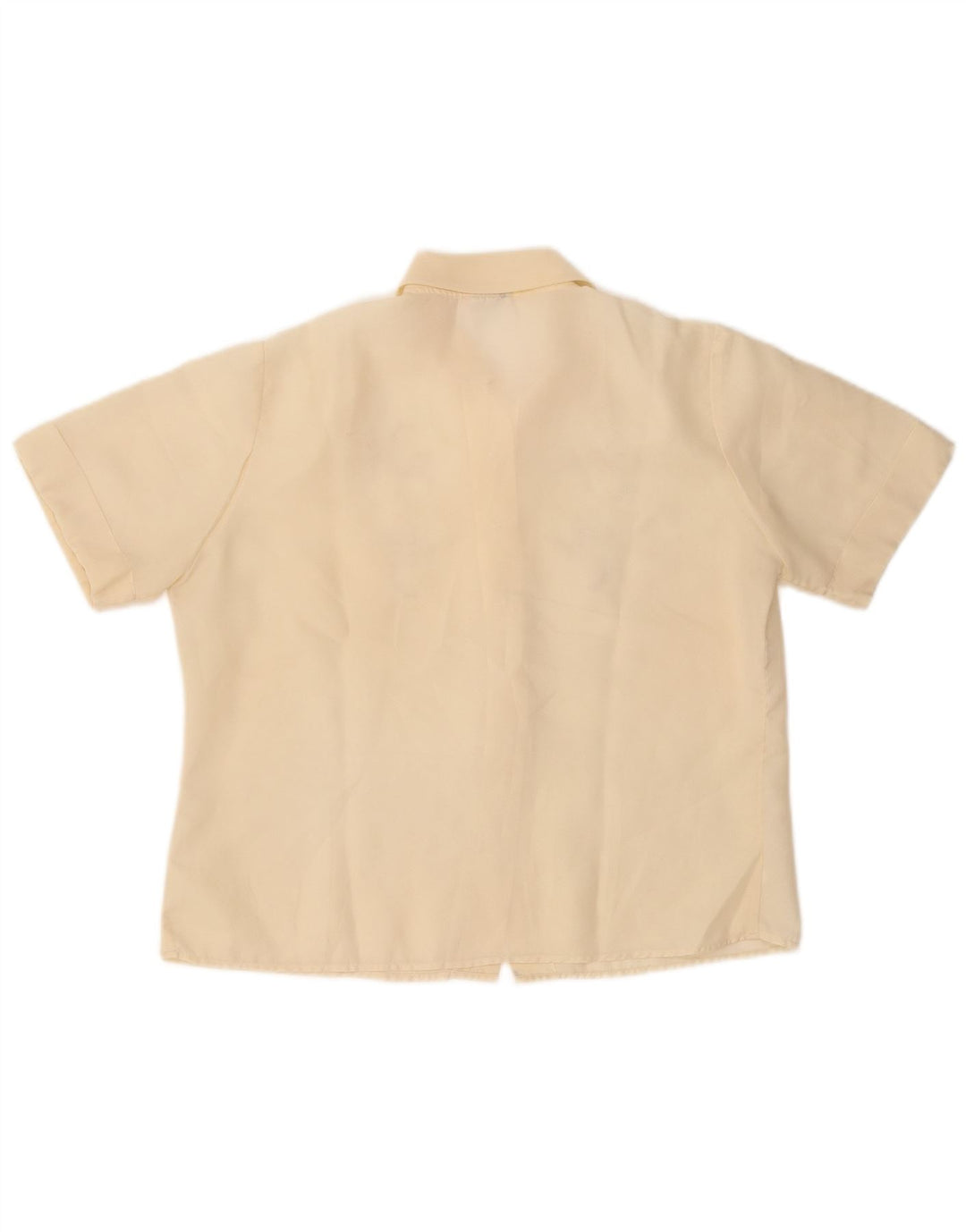 VINTAGE Женская блузка-рубашка с коротким рукавом UK 14 Средний желтый с цветочным принтом