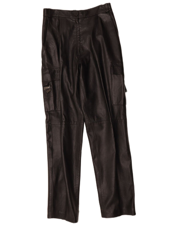 FLORENTIA Женские прямые кожаные брюки карго IT 44 Medium W28 L31 Черный