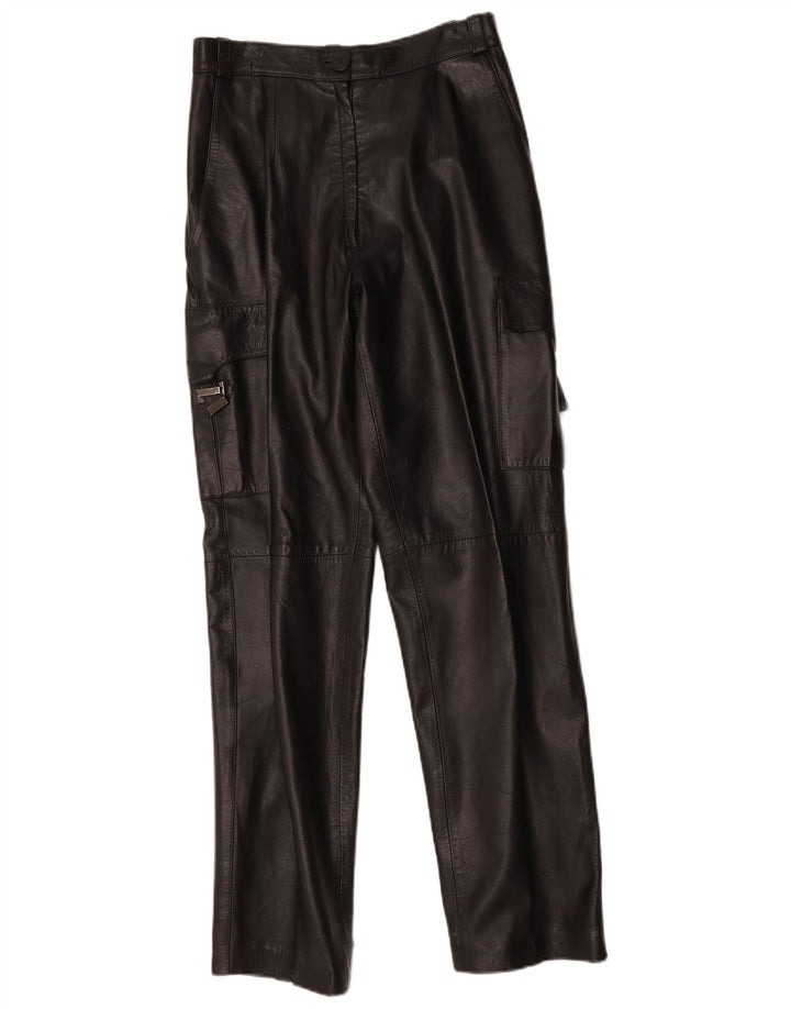 FLORENTIA Женские прямые кожаные брюки карго IT 44 Medium W28 L31 Черный