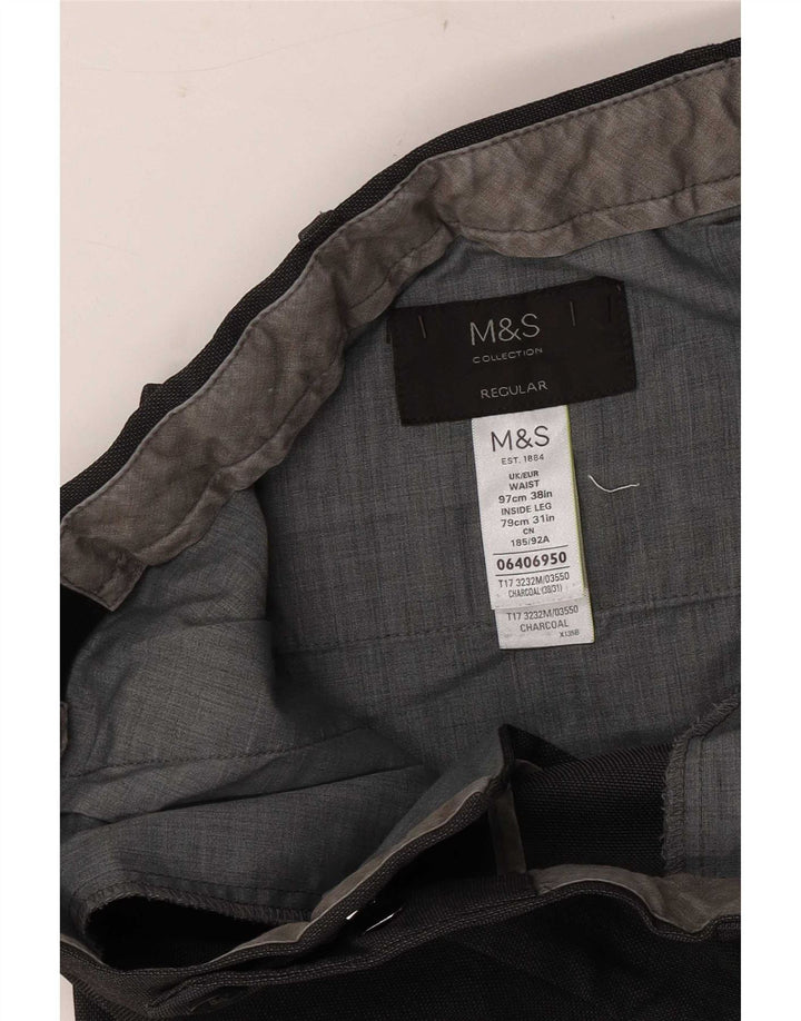 Мужские прямые классические брюки Marks & Spencer W38 L31 серые из полиэстера