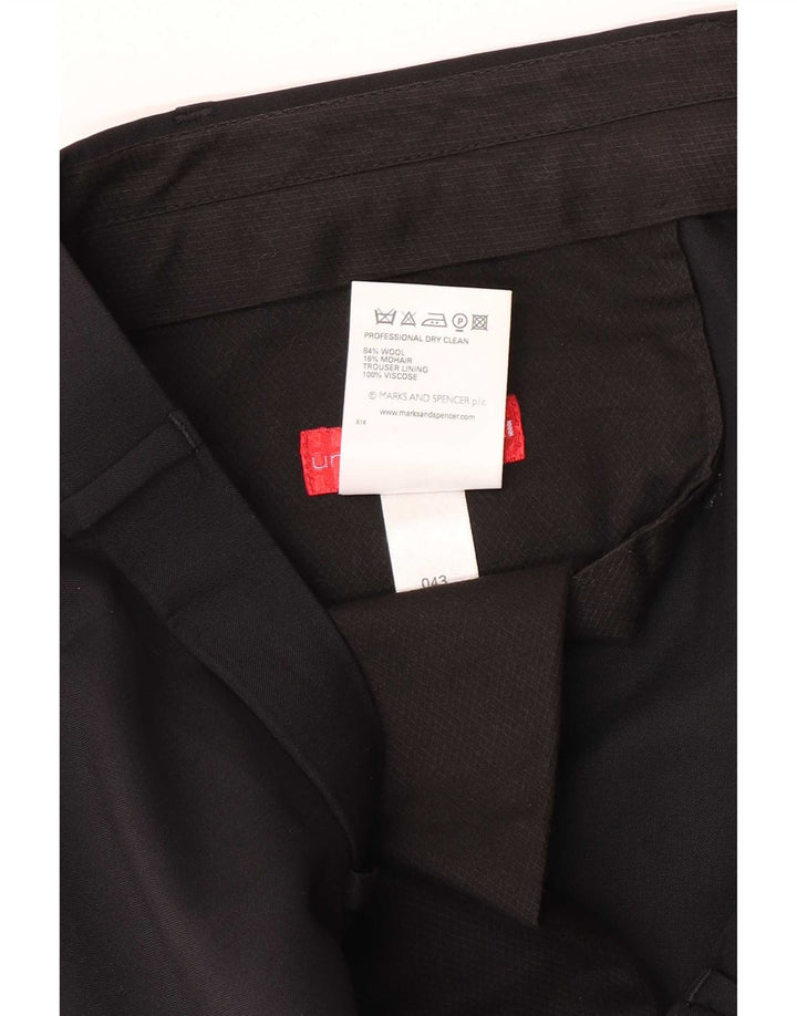 Мужские прямые костюмные брюки Marks & Spencer W40 L31 черные шерстяные