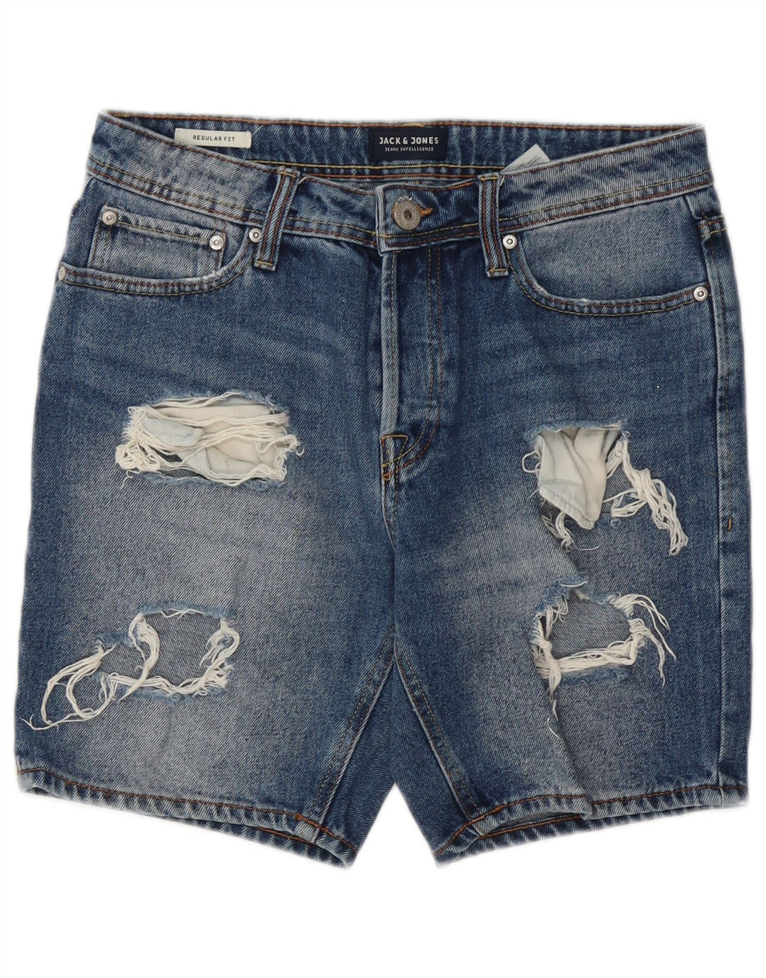 Jack & Jones Мужские джинсовые шорты стандартного кроя с потертостями, маленькие W28, синие, хлопок
