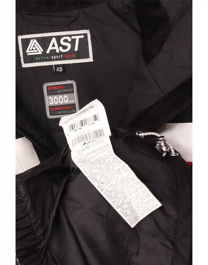 Мужская дождевик с капюшоном и графикой AST UK 34 XS, черный полиэстер с цветными блоками
