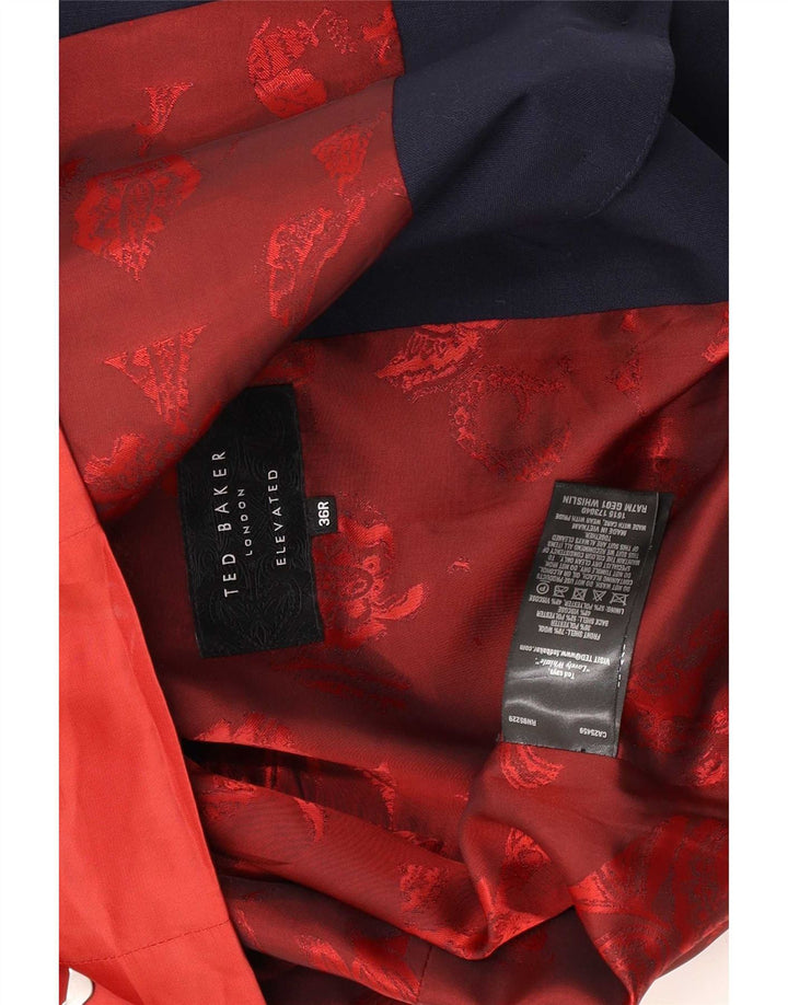 Мужской жилет на 4 пуговицах Ted Baker UK 36, маленький темно-синий, шерстяной с цветными блоками