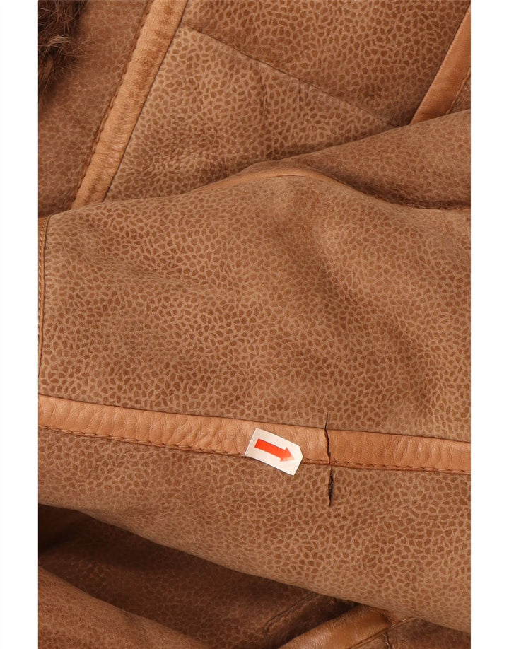 ВИНТАЖНАЯ женская дубленка UK 16, большой коричневый с животным принтом