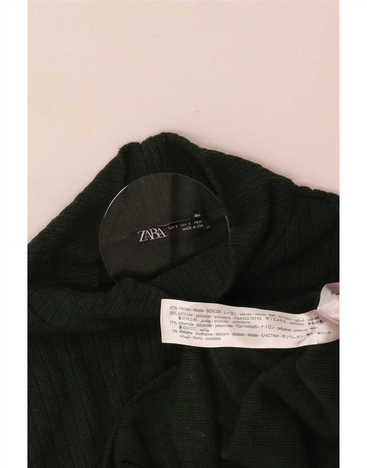 Женская укороченная блузка Zara UK 8, маленькая зеленая вискоза