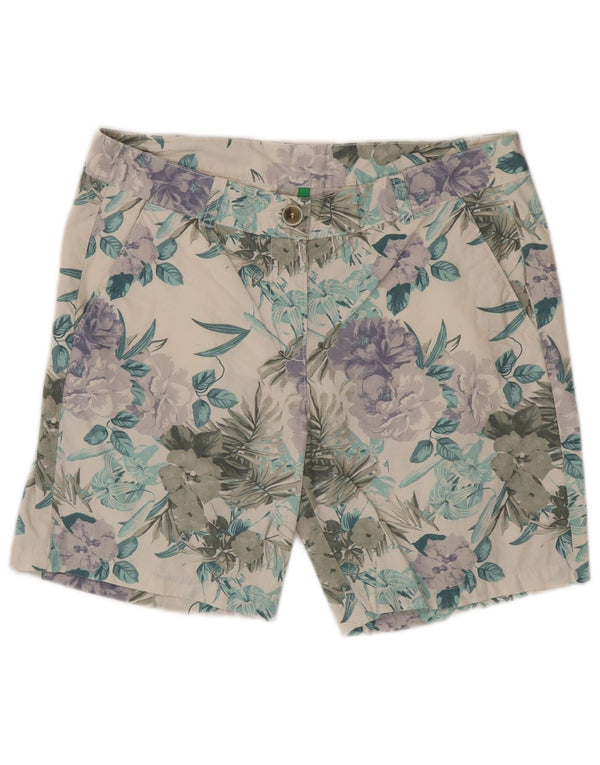 Женские шорты чинос Benetton UK 12 Medium W34 Белый хлопок с цветочным принтом