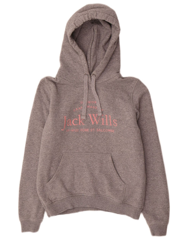 Женский джемпер с капюшоном Jack Wills Oversized с рисунком, Великобритания, 8, маленький, серый, хлопковый