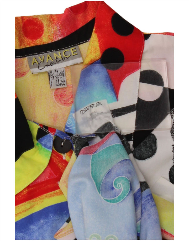 Женская рубашка оверсайз VINTAGE UK 10/12 маленькая разноцветная с геометрическим узором