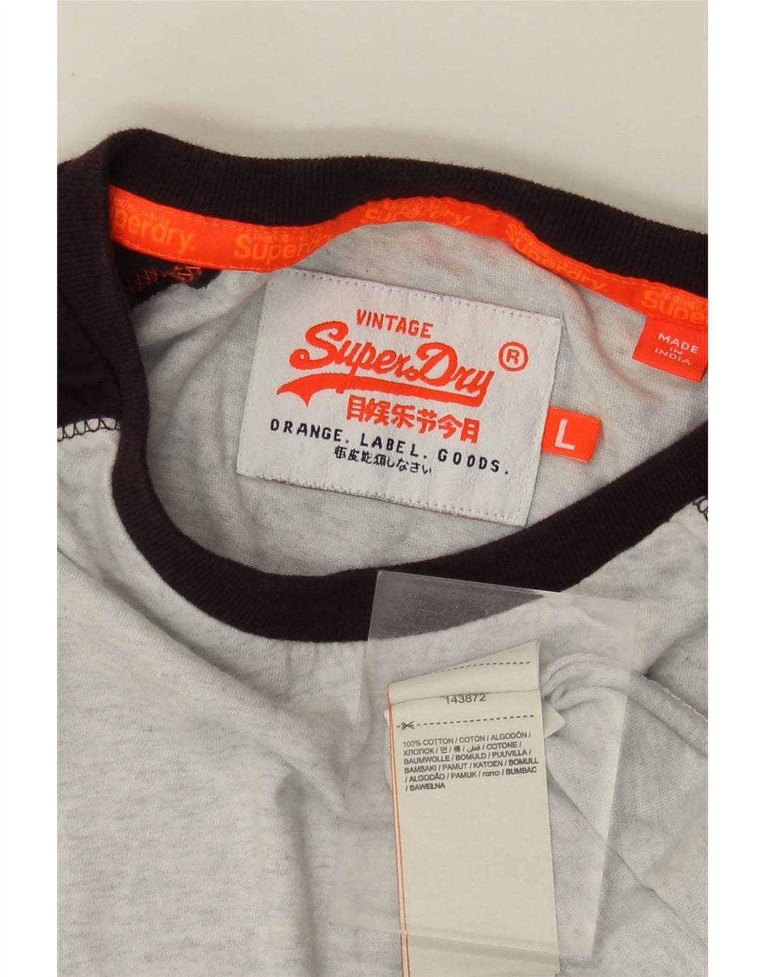 Мужской топ Superdry с длинным рукавом, большой серый хлопок с цветными блоками