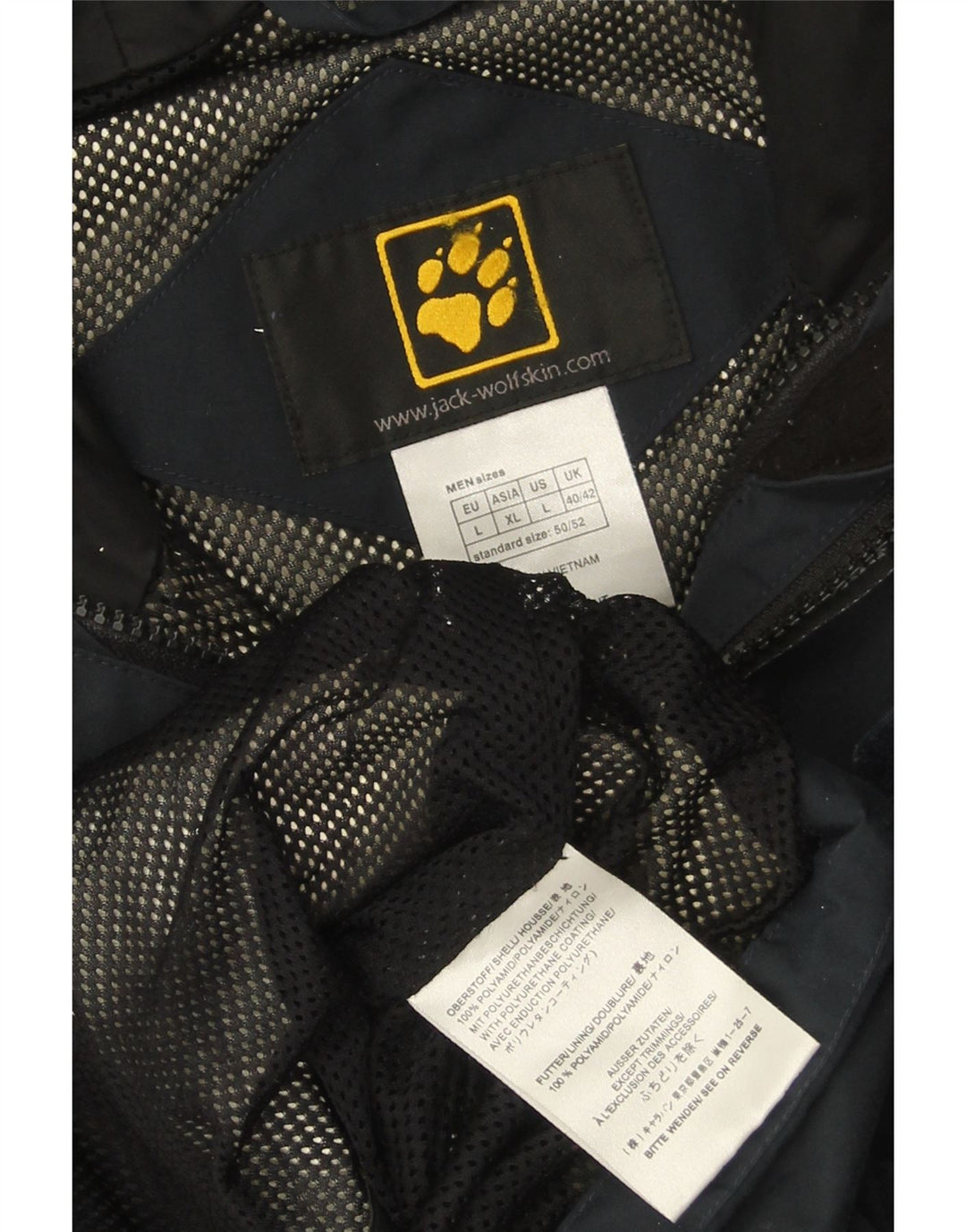 Мужская дождевик с капюшоном JACK WOLFSKIN UK 40/42, большой темно-синий полиамид