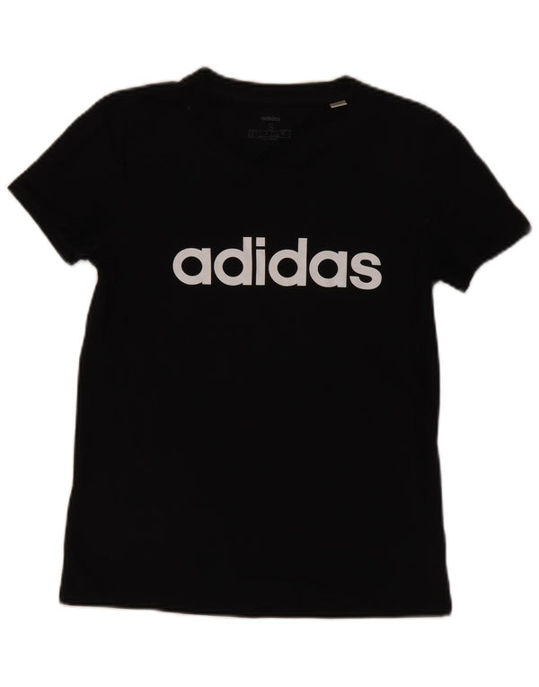 Женская футболка с рисунком Adidas Top UK 8/10, маленькая, черная, хлопковая