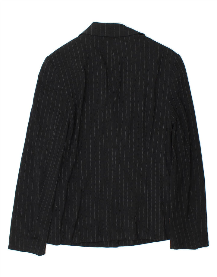 OASIS Womens 1 Button Blazer Jacket UK 10 Small  Black Pinstripe Polyester Vintage Oasis and Second-Hand Oasis from Messina Hembry 