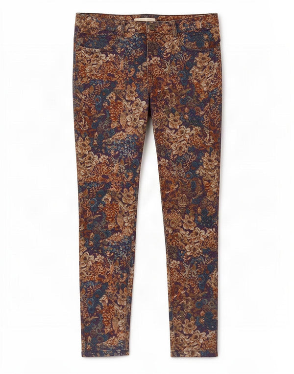 Женские джинсы скинни Zara EU 42, большие W32 L29, разноцветный хлопок с цветочным принтом