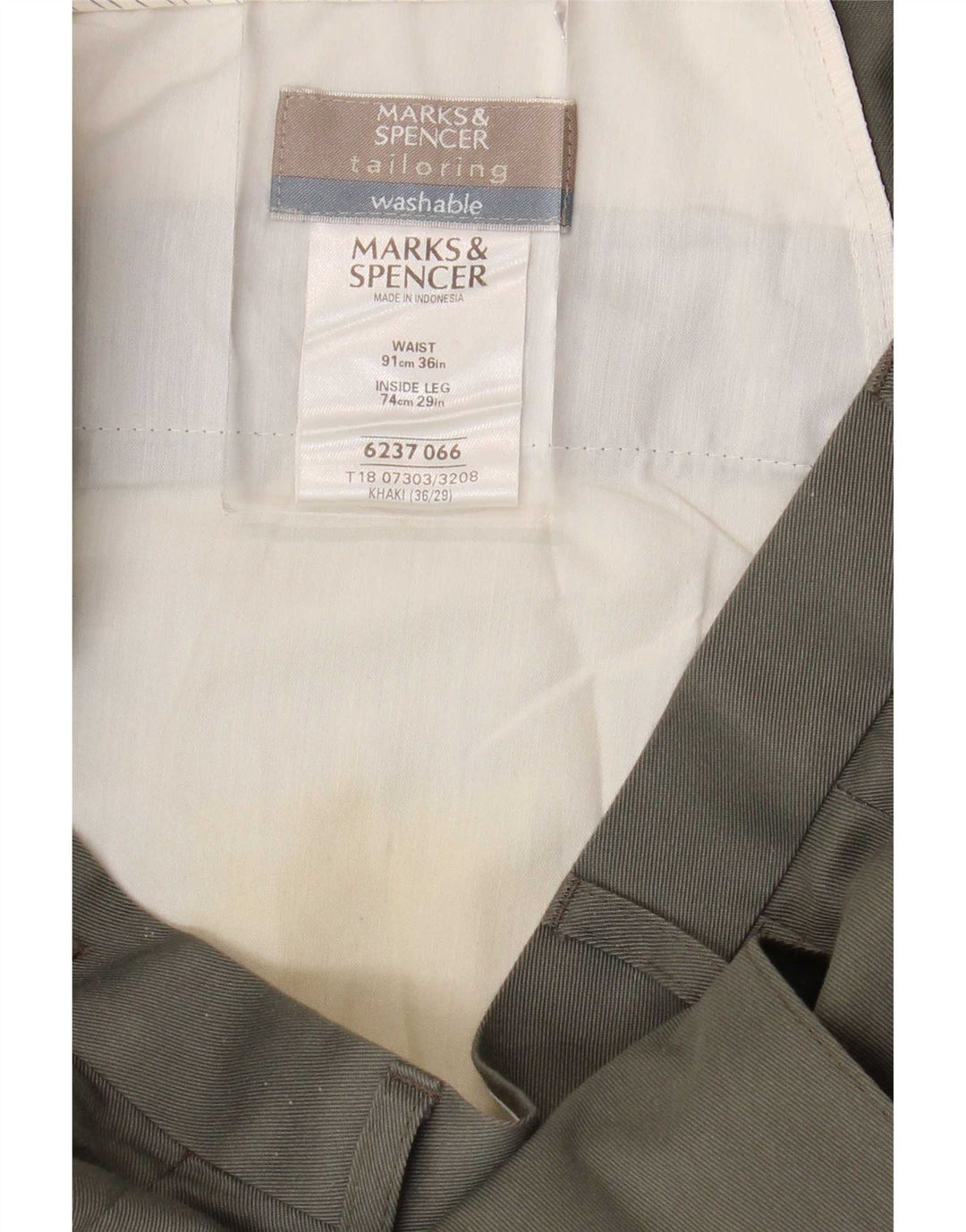 Мужские прямые костюмные брюки Marks & Spencer W36 L29, хаки, полиэстер