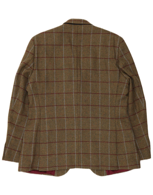 Crew Clothing Мужской пиджак с 2 пуговицами, Великобритания 44, 2XL, хаки, шерсть в клетку
