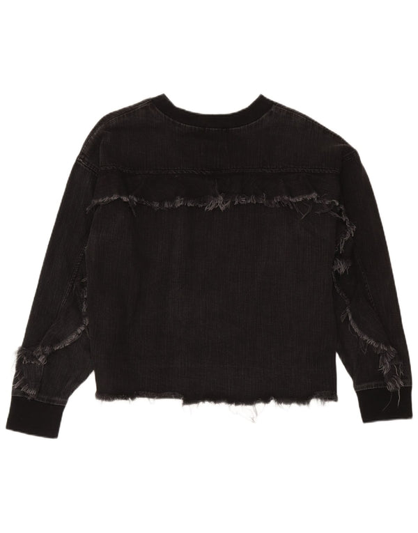Женский свитер Zara UK 14, средний черный хлопковый джемпер