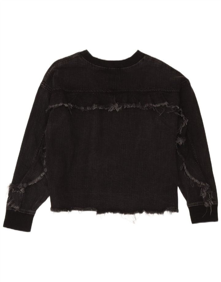 Женский свитер Zara UK 14, средний черный хлопковый джемпер
