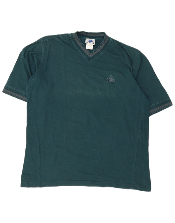 Мужская футболка Adidas Top из хлопка с большой зеленой полоской