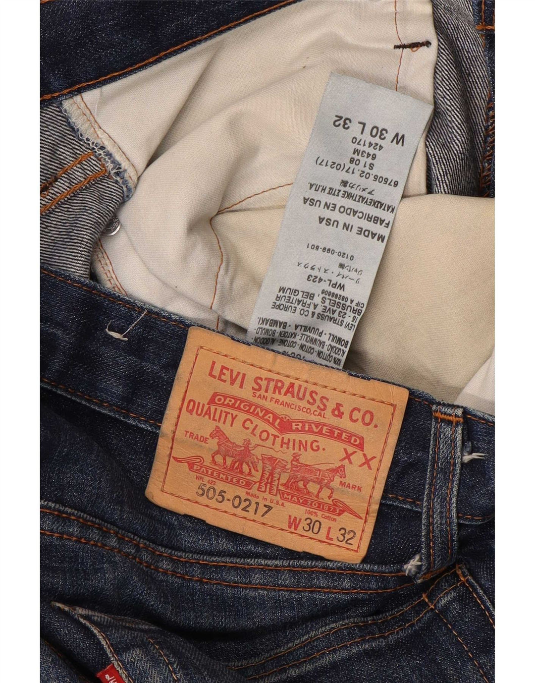 Мужские прямые джинсы Levi's 505 W30 L32 темно-синие, хлопок
