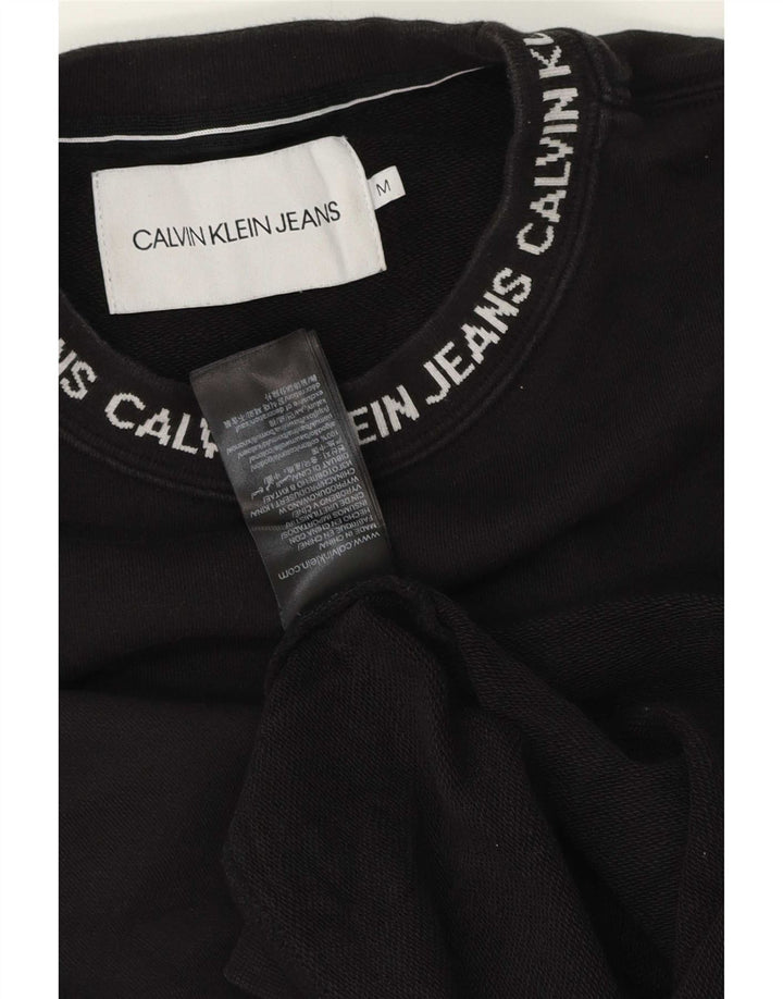 Мужской свитшот с рисунком Calvin Klein Jeans, джемпер среднего размера, черный, хлопок