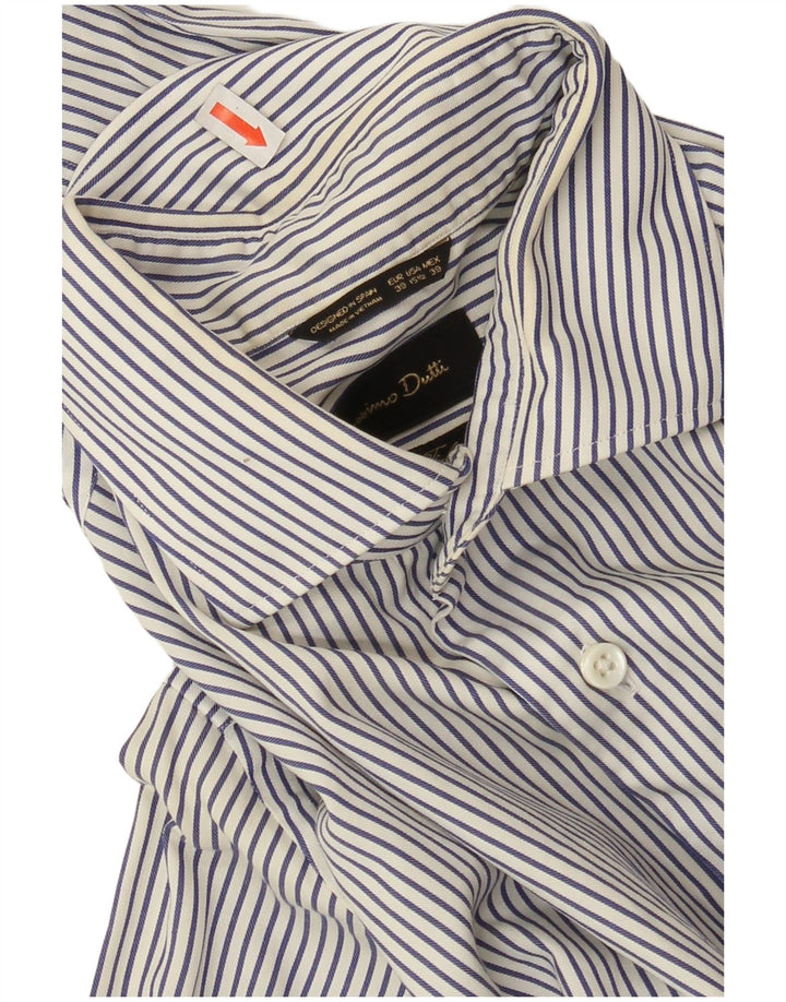 MASSIMO DUTTI Mens Slim Fit Shirt Size 15 1/2 39 Medium Blue Striped
