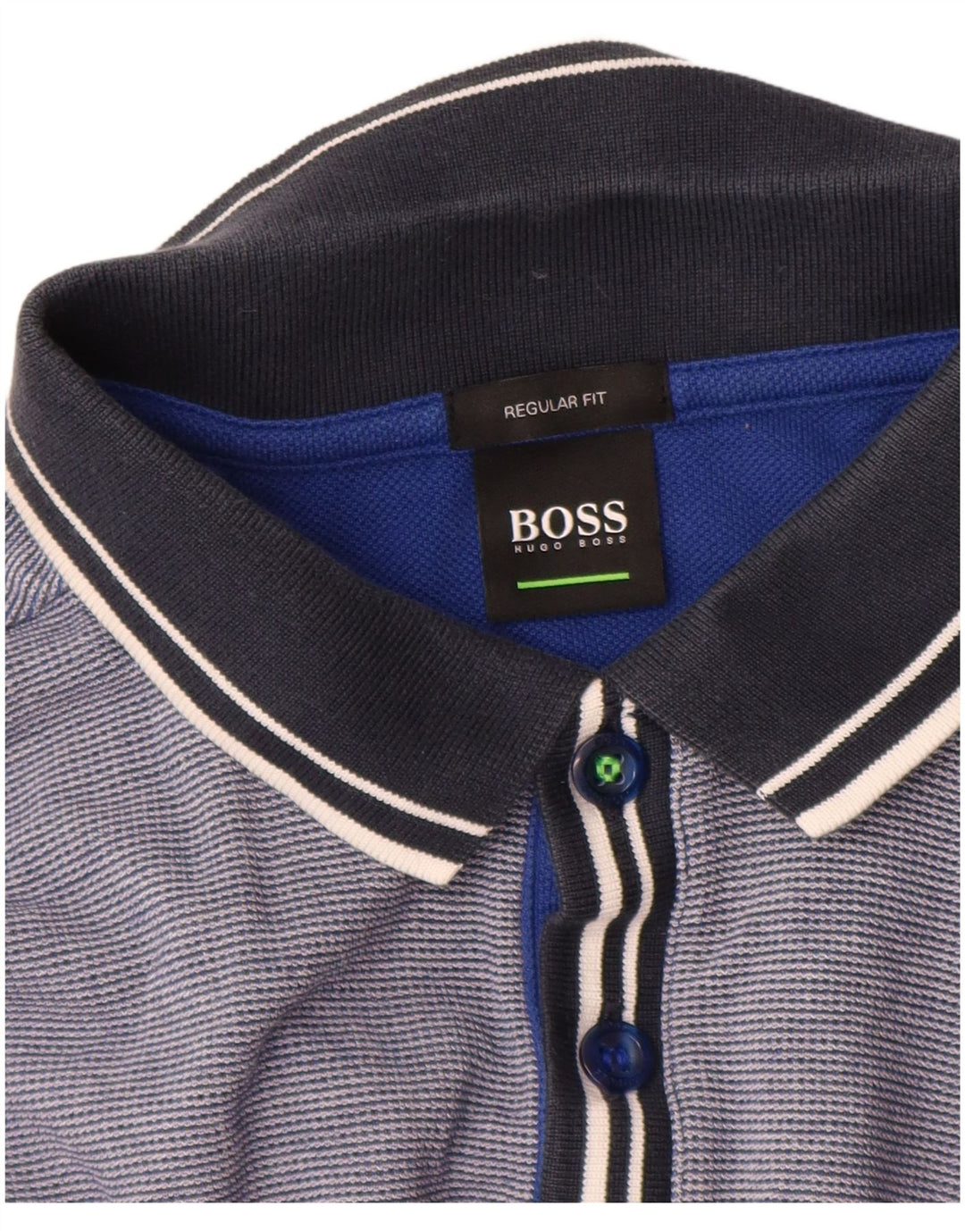 Мужская рубашка-поло стандартного кроя Hugo Boss, хлопковая полоска синего цвета среднего размера