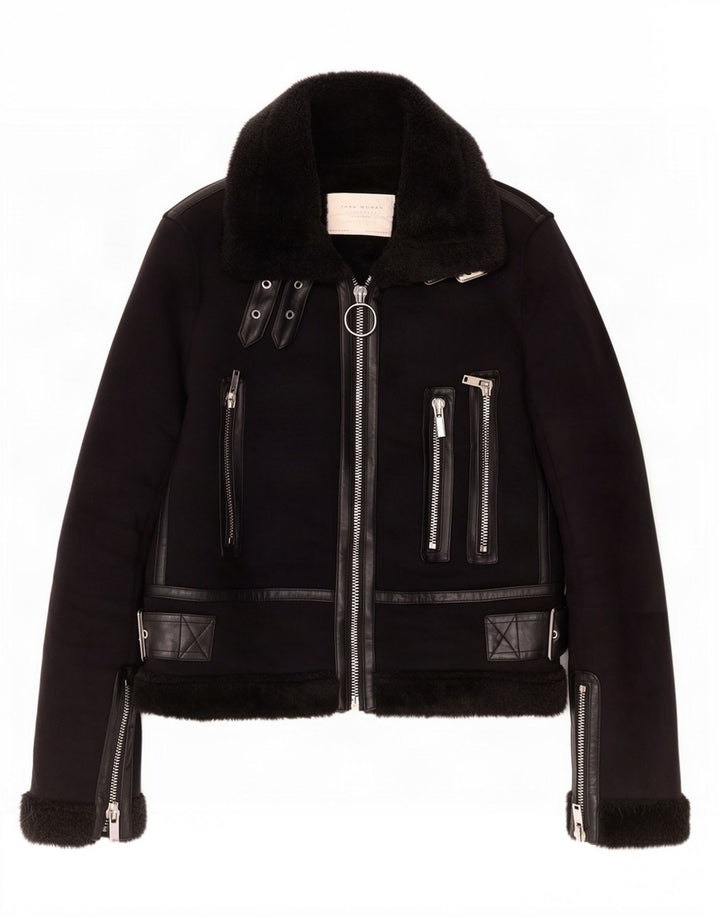 Женская куртка из шерпы Zara UK 6 XS, черный полиэстер