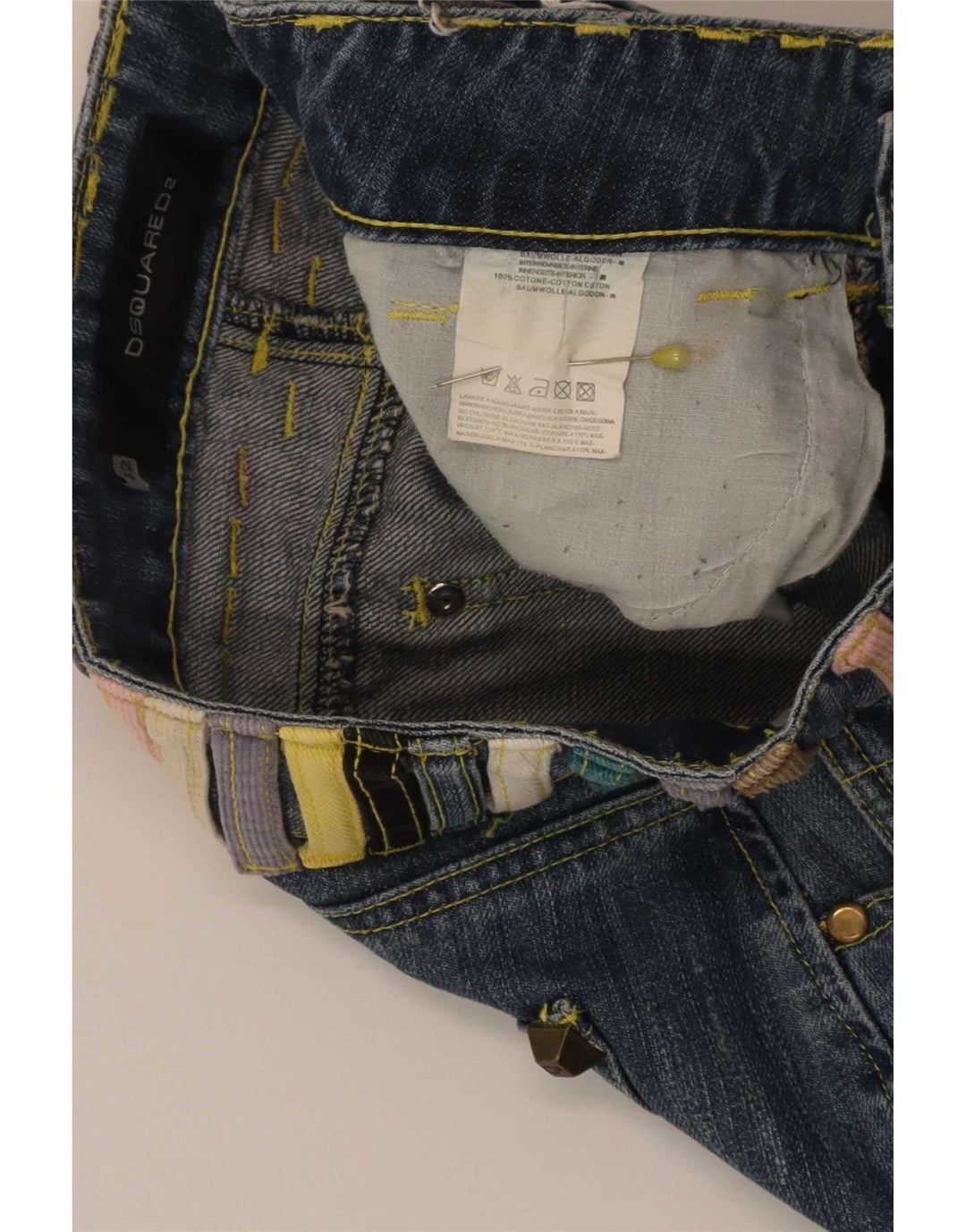 Dsquared2 Женская мини-юбка джинсовая IT 42 Medium W30 Синяя хлопковая с цветными блоками