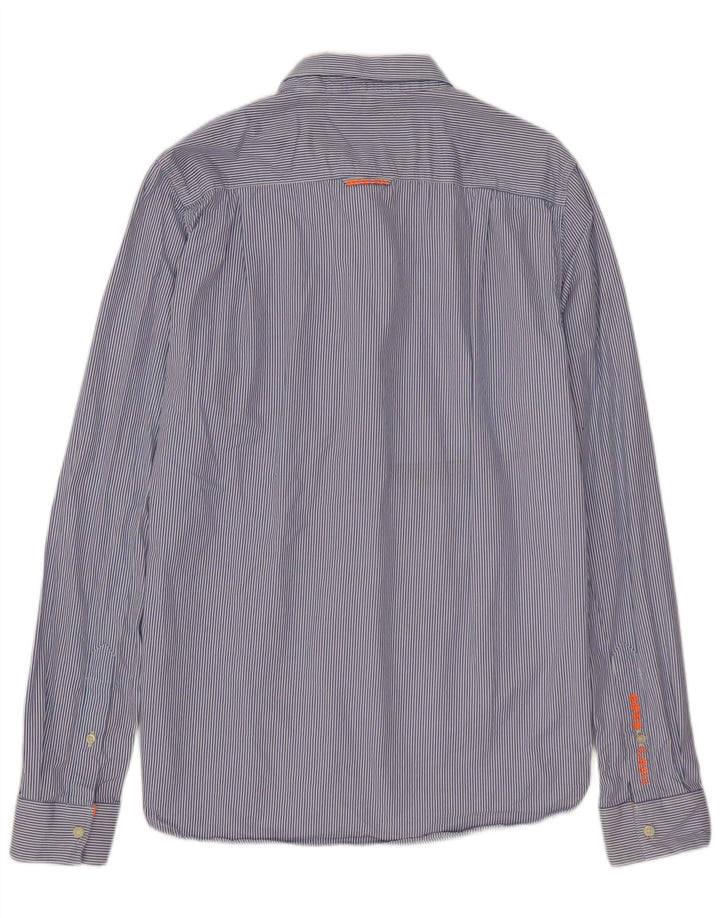 SUPERDRY Мужская рубашка из кашемира синего цвета в тонкую полоску