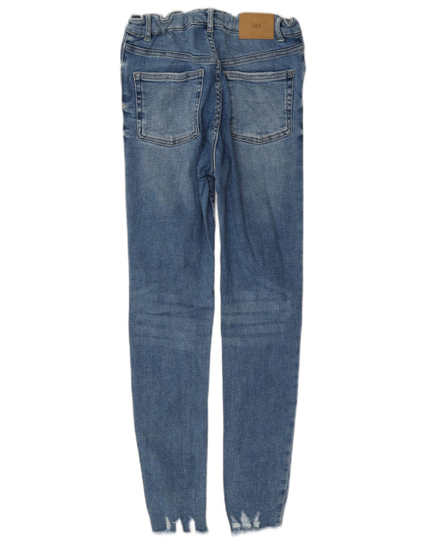 Джинсы скинни с потертостями для девочек 13–14 лет Zara W26 L26, синие