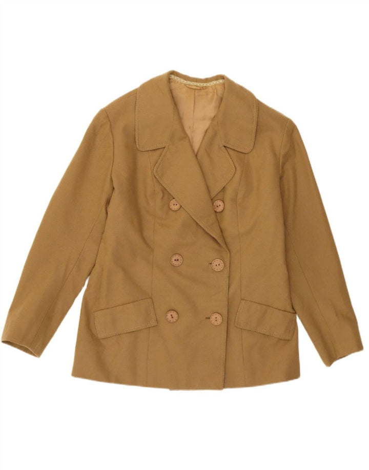 VINTAGE Womens Double Breasted Blazer Jacket UK 14 Medium Brown