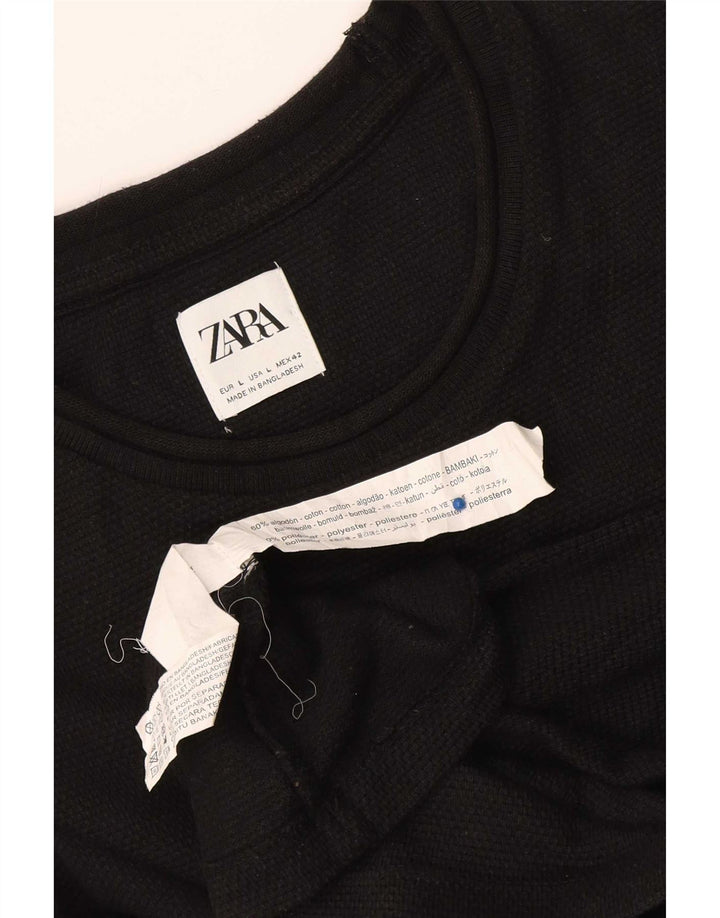 Мужской топ Zara с длинным рукавом, большой черный хлопок