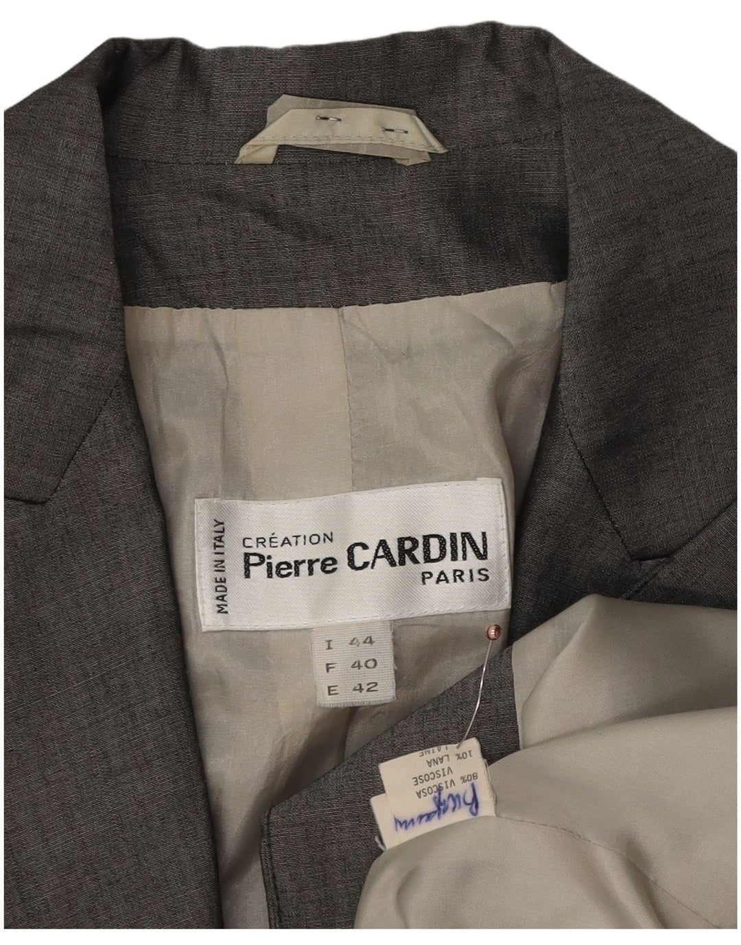 PIERRE CARDIN Женский пиджак на 1 пуговице IT 44 Средний Серый Вискоза