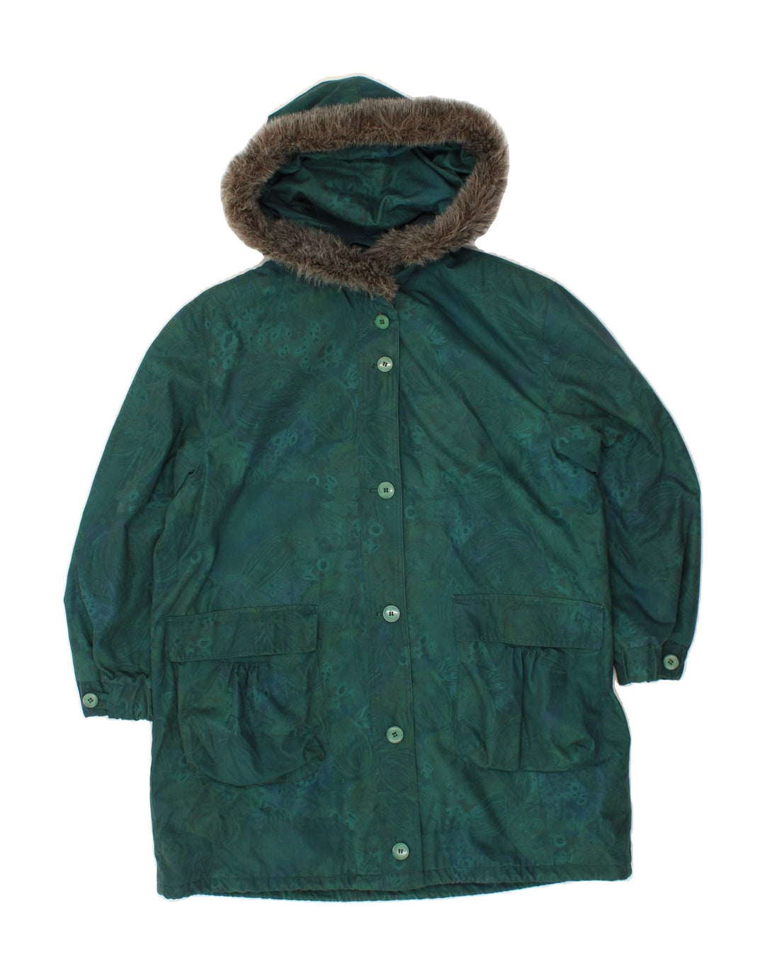 SETTEBELO Womens Abstract Pattern Windbreaker Coat IT 42 Medium Green Vintage Settebelo and Second-Hand Settebelo from Messina Hembry 