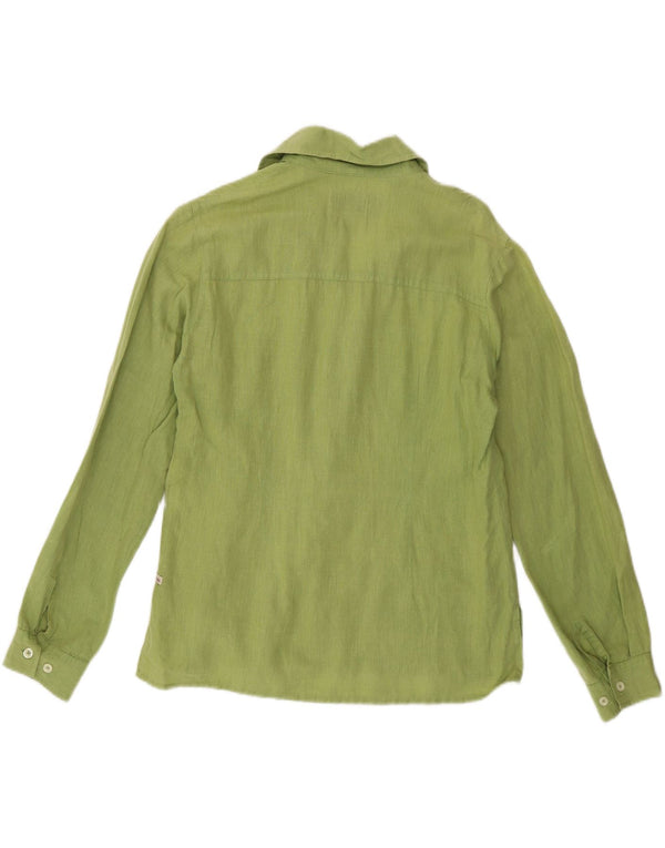 Женская рубашка приталенного кроя Marlboro Classics UK 10, маленькая, зеленая, льняная