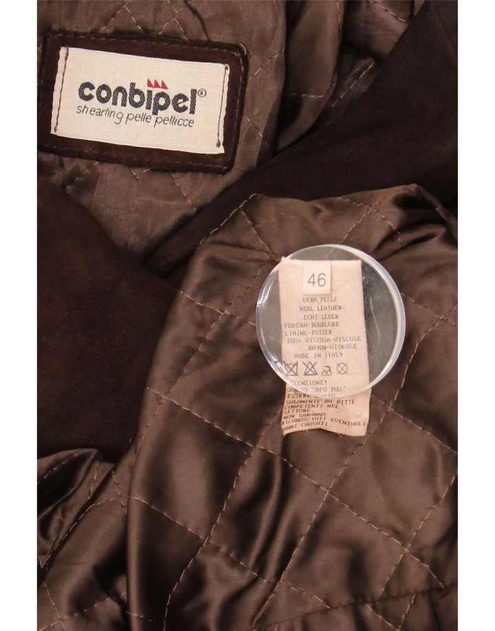 Женское замшевое пальто Conbipel IT 46, большое, коричневое кожаное